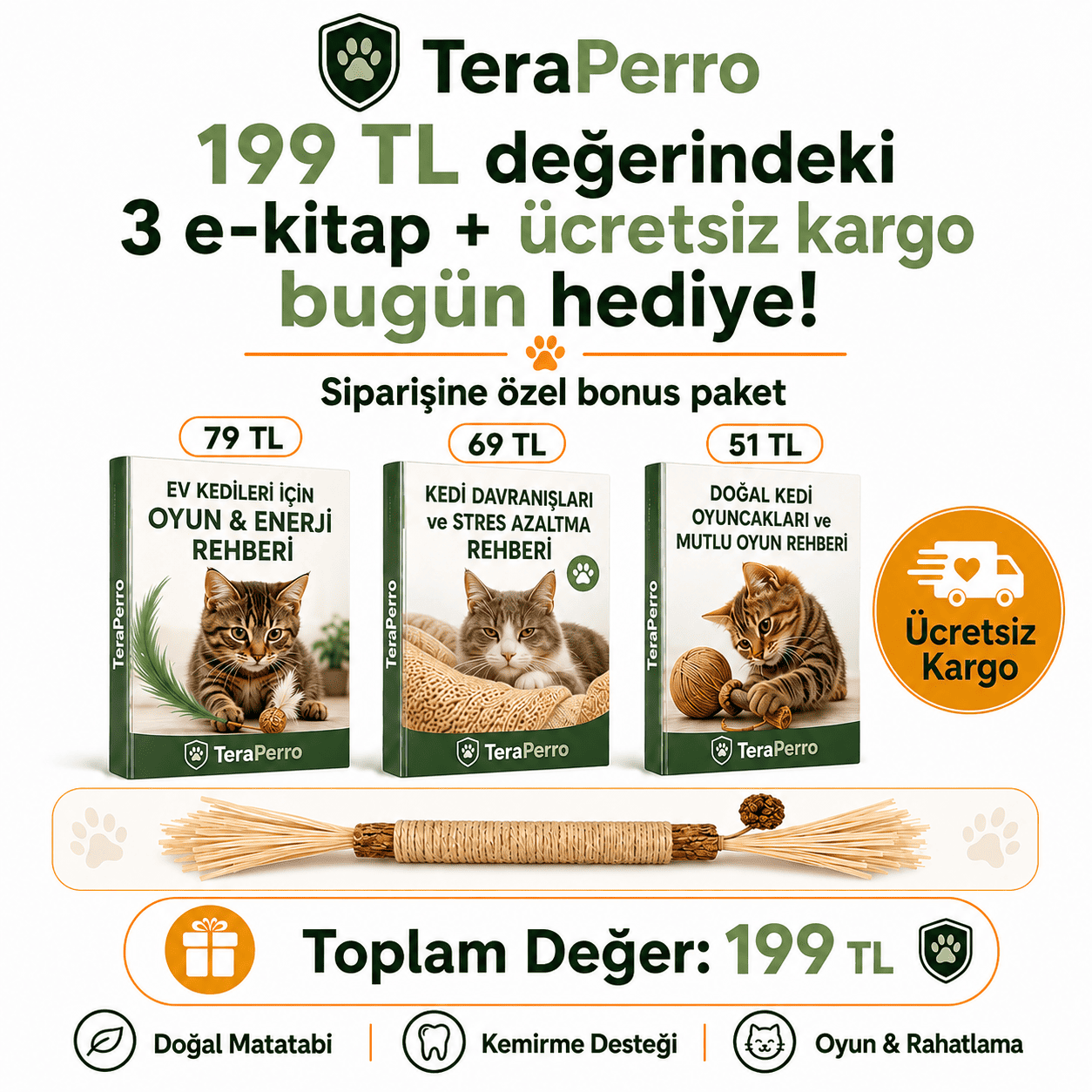 TeraPerro™ 3'ü 1 Arada Doğal Matatabi Çubuğu