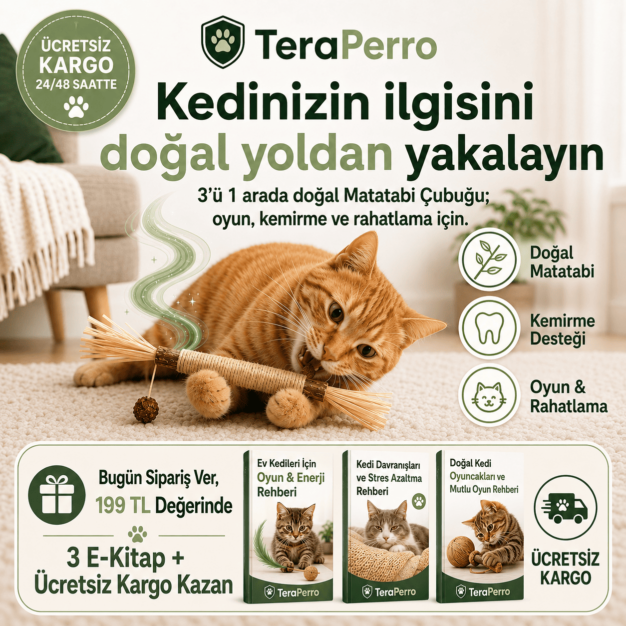 TeraPerro™ 3'ü 1 Arada Doğal Matatabi Çubuğu