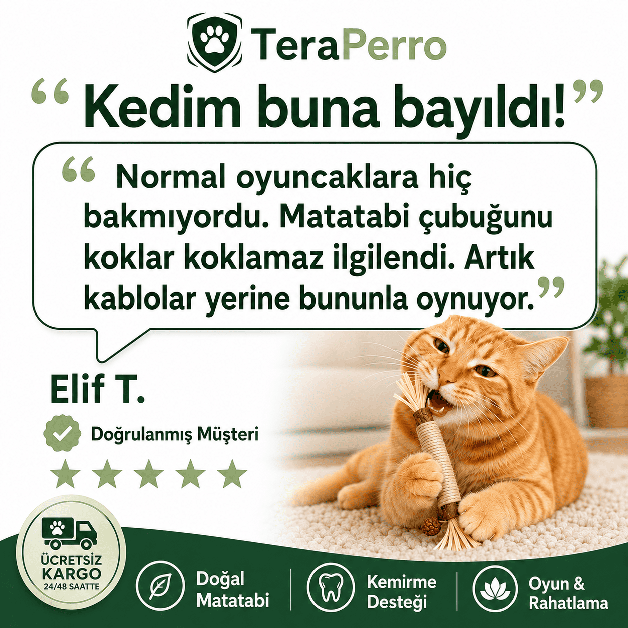 TeraPerro™ 3'ü 1 Arada Doğal Matatabi Çubuğu